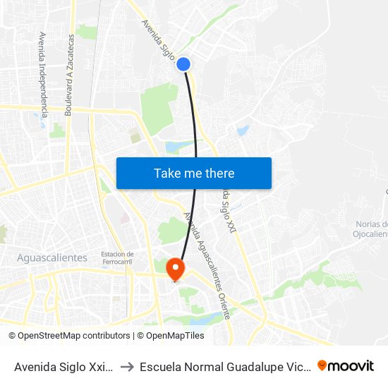 Avenida Siglo Xxi, 16 to Escuela Normal Guadalupe Victoria map