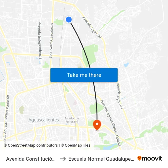 Avenida Constitución, 1301 to Escuela Normal Guadalupe Victoria map