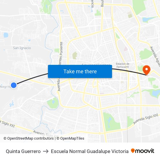 Quinta Guerrero to Escuela Normal Guadalupe Victoria map