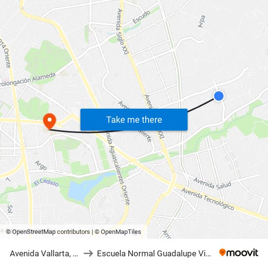 Avenida Vallarta, 302 to Escuela Normal Guadalupe Victoria map