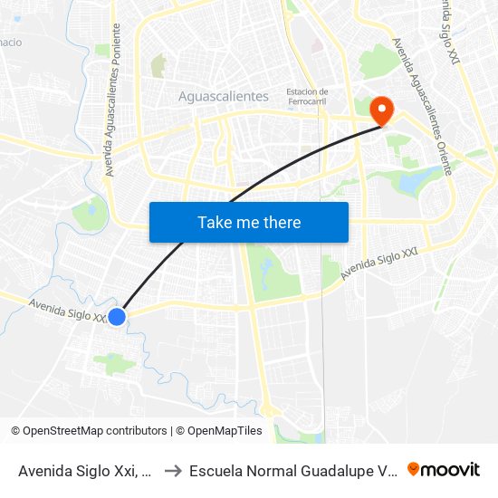 Avenida Siglo Xxi, 3832 to Escuela Normal Guadalupe Victoria map