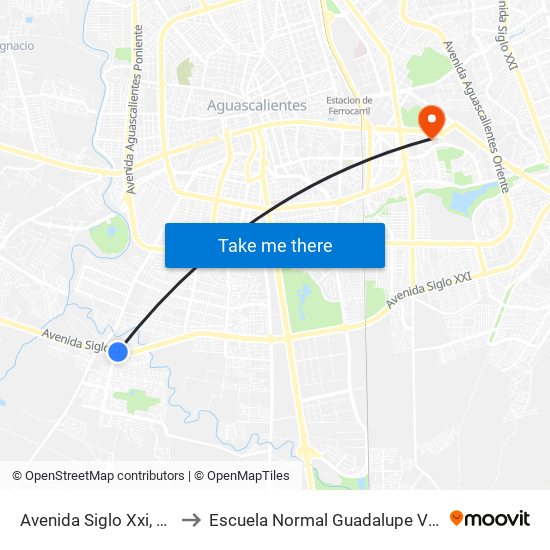 Avenida Siglo Xxi, 3839 to Escuela Normal Guadalupe Victoria map