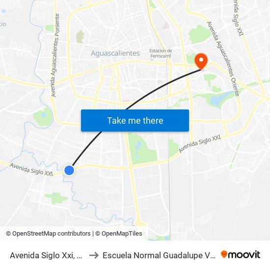 Avenida Siglo Xxi, 3306 to Escuela Normal Guadalupe Victoria map
