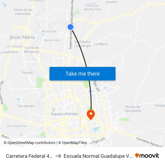 Carretera Federal 45, 13 to Escuela Normal Guadalupe Victoria map