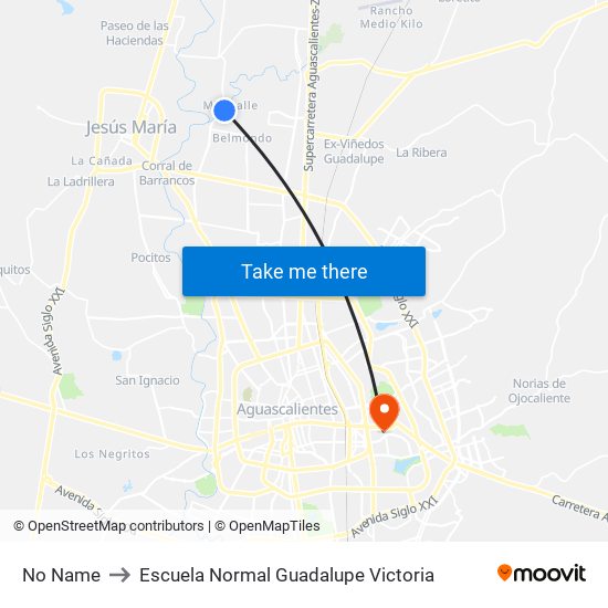 No Name to Escuela Normal Guadalupe Victoria map