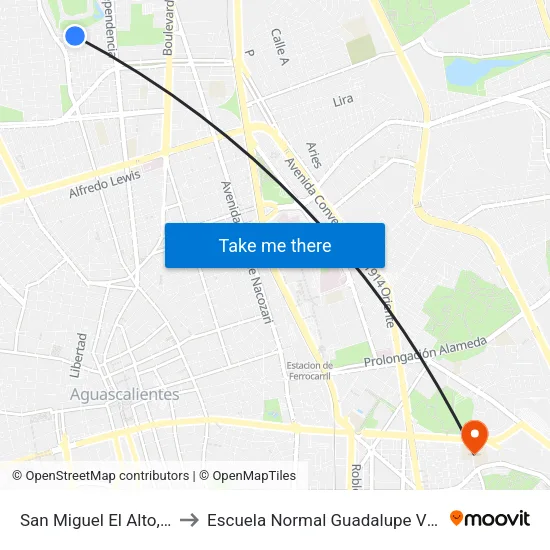 San Miguel El Alto, 136 to Escuela Normal Guadalupe Victoria map