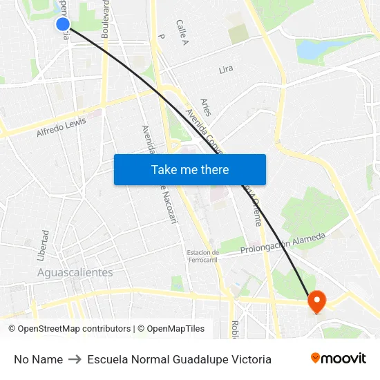 No Name to Escuela Normal Guadalupe Victoria map