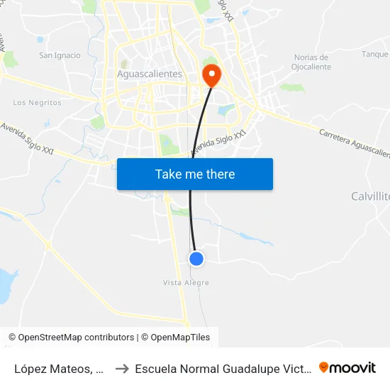 López Mateos, 103 to Escuela Normal Guadalupe Victoria map