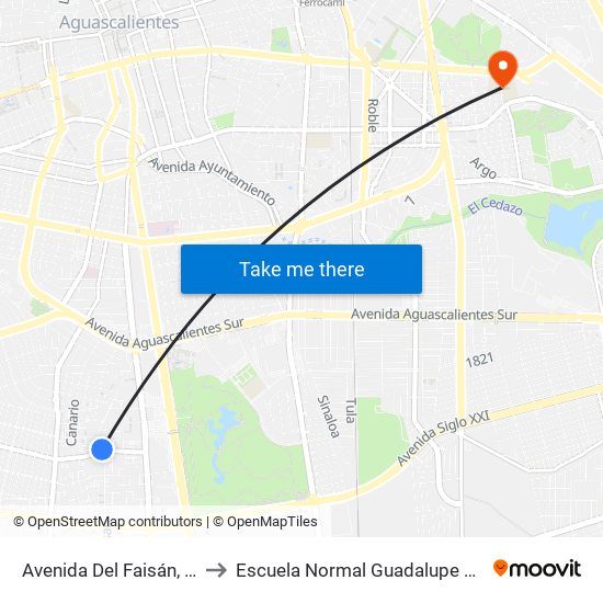Avenida Del Faisán, 6401 to Escuela Normal Guadalupe Victoria map