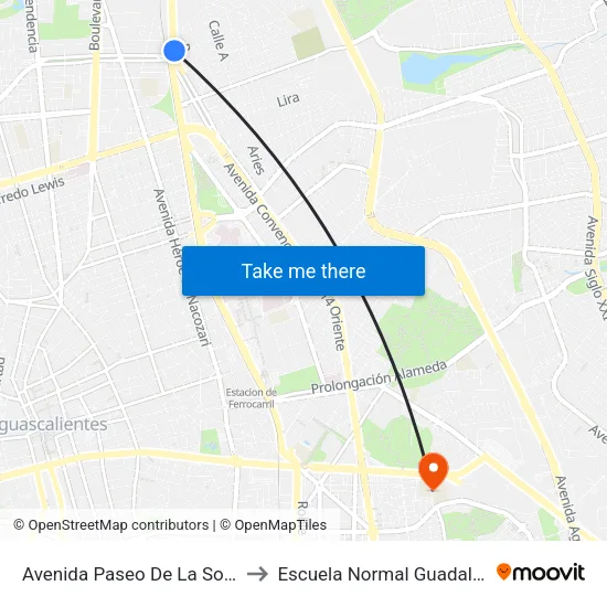 Avenida Paseo De La Solidaridad, 99 to Escuela Normal Guadalupe Victoria map