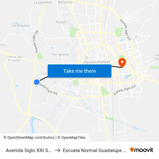 Avenida Siglo XXI Sujetsa to Escuela Normal Guadalupe Victoria map
