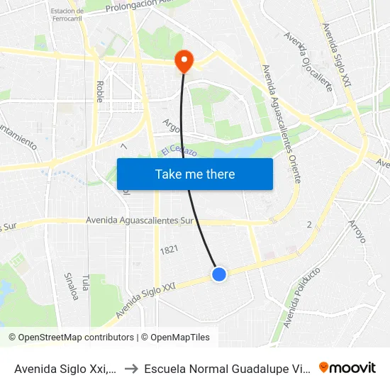 Avenida Siglo Xxi, 600 to Escuela Normal Guadalupe Victoria map