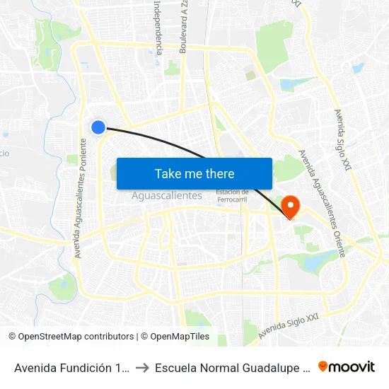 Avenida Fundición 1726-C to Escuela Normal Guadalupe Victoria map