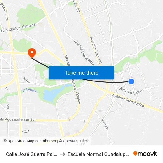 Calle José Guerra Palos, 303 to Escuela Normal Guadalupe Victoria map