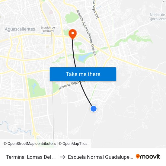 Terminal Lomas Del Ajedrez to Escuela Normal Guadalupe Victoria map