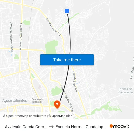 Av.Jesús García Corona, 104 to Escuela Normal Guadalupe Victoria map