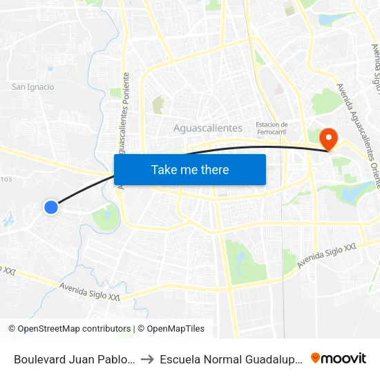 Boulevard Juan Pablo Ii, 1067 to Escuela Normal Guadalupe Victoria map