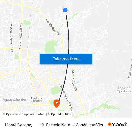 Monte Cervino, 203 to Escuela Normal Guadalupe Victoria map