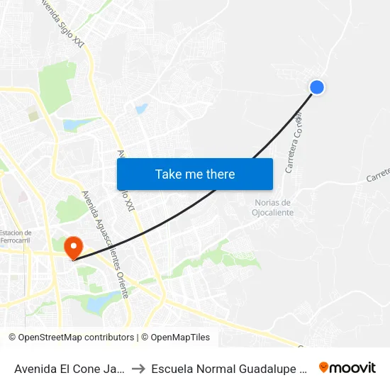 Avenida El Cone Jal, 202 to Escuela Normal Guadalupe Victoria map