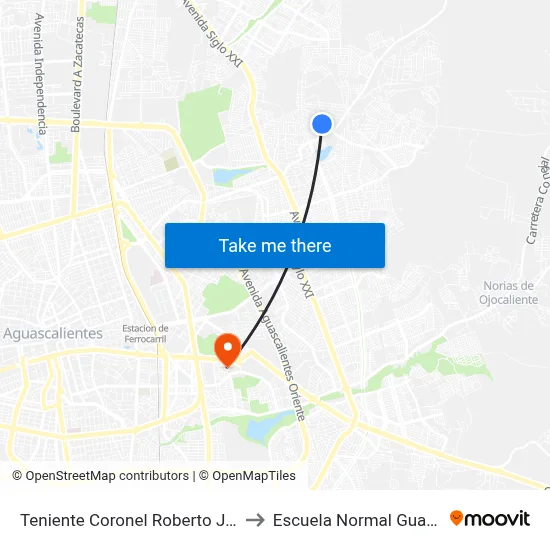 Teniente Coronel Roberto Jefkins Rangel, 608 to Escuela Normal Guadalupe Victoria map