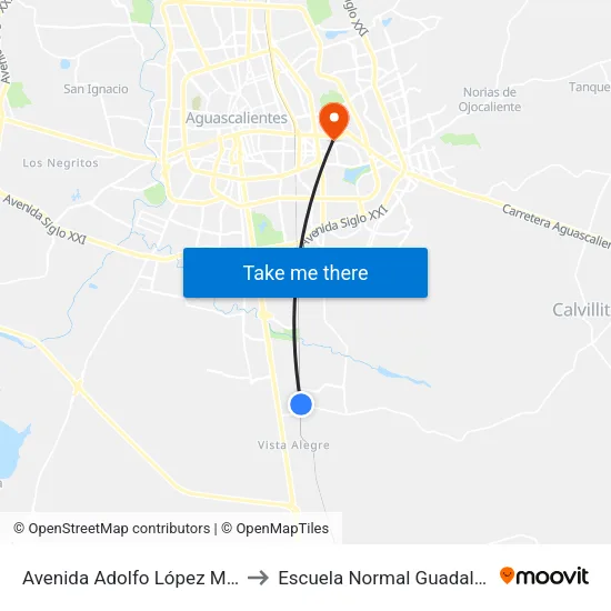 Avenida Adolfo López Mateos, 112a to Escuela Normal Guadalupe Victoria map
