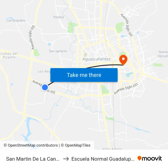 San Martin De La Cantera, 101 to Escuela Normal Guadalupe Victoria map