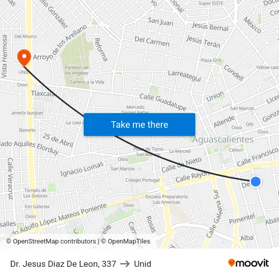 Dr. Jesus Diaz De Leon, 337 to Unid map