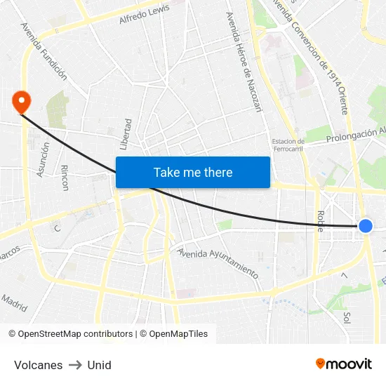 Volcanes to Unid map