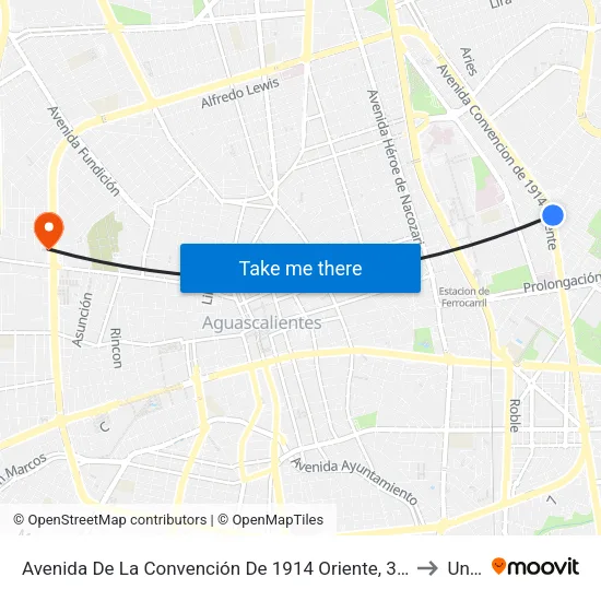 Avenida De La Convención De 1914 Oriente, 301b to Unid map