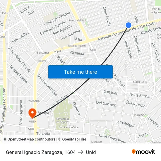 General Ignacio Zaragoza, 1604 to Unid map