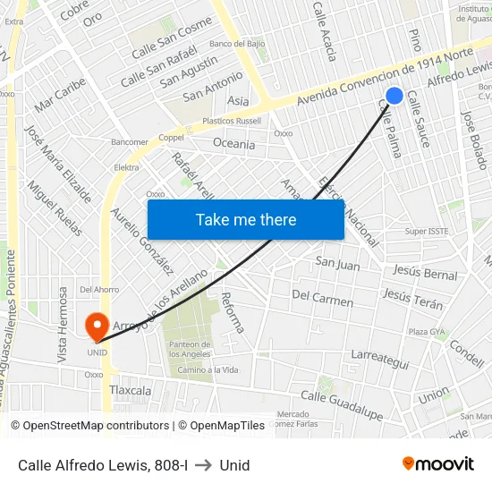 Calle Alfredo Lewis, 808-I to Unid map