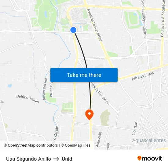 Uaa Segundo Anillo to Unid map