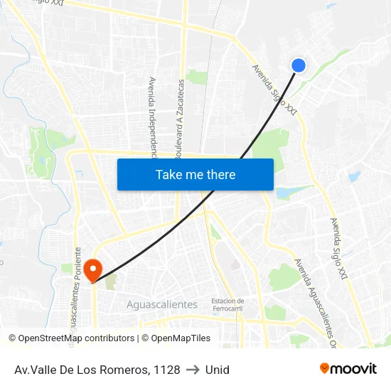 Av.Valle De Los Romeros, 1128 to Unid map