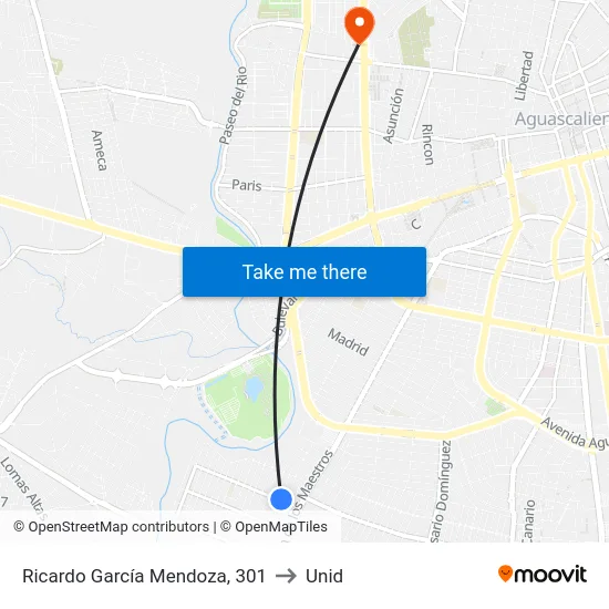 Ricardo García Mendoza, 301 to Unid map