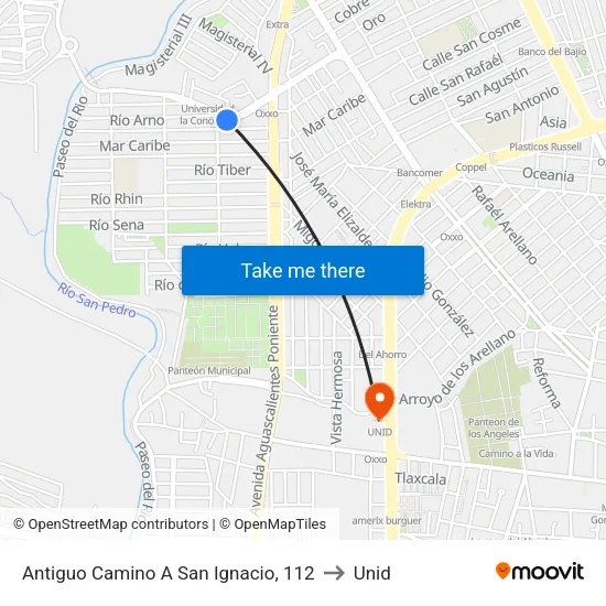 Antiguo Camino A San Ignacio, 112 to Unid map