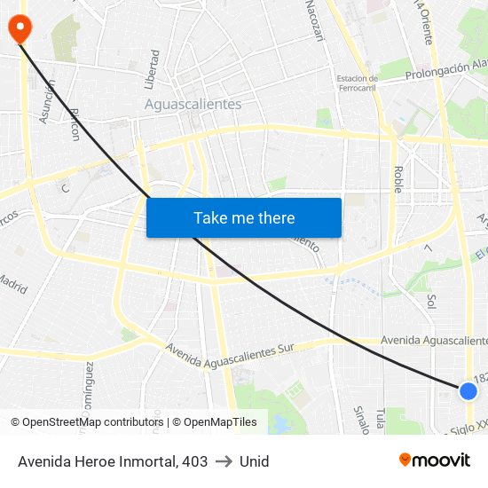 Avenida Heroe Inmortal, 403 to Unid map