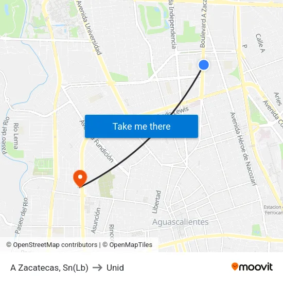 A Zacatecas, Sn(Lb) to Unid map
