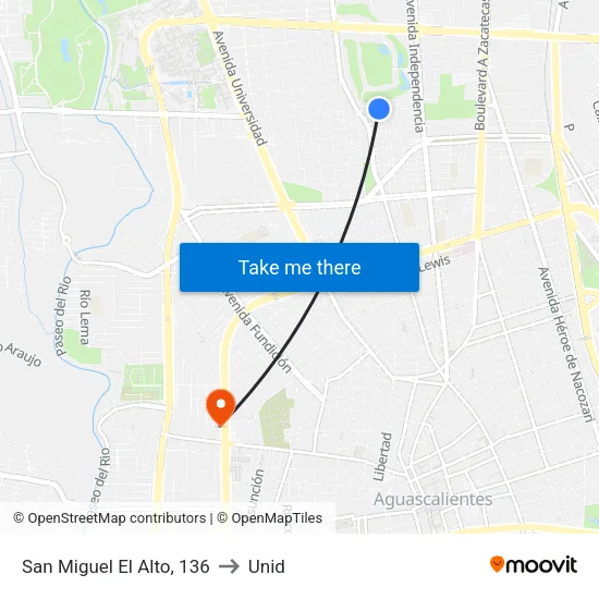 San Miguel El Alto, 136 to Unid map