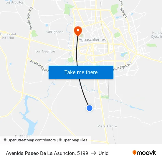 Avenida Paseo De La Asunción, 5199 to Unid map