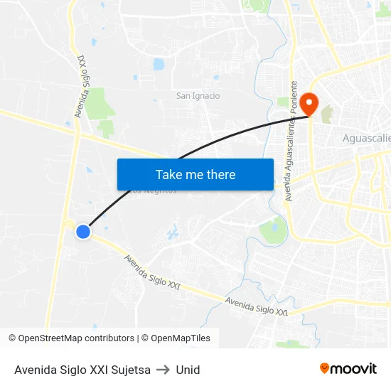 Avenida Siglo XXI Sujetsa to Unid map
