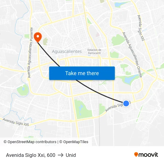 Avenida Siglo Xxi, 600 to Unid map
