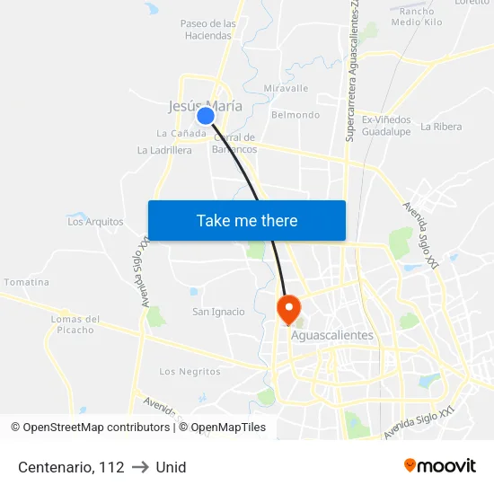 Centenario, 112 to Unid map