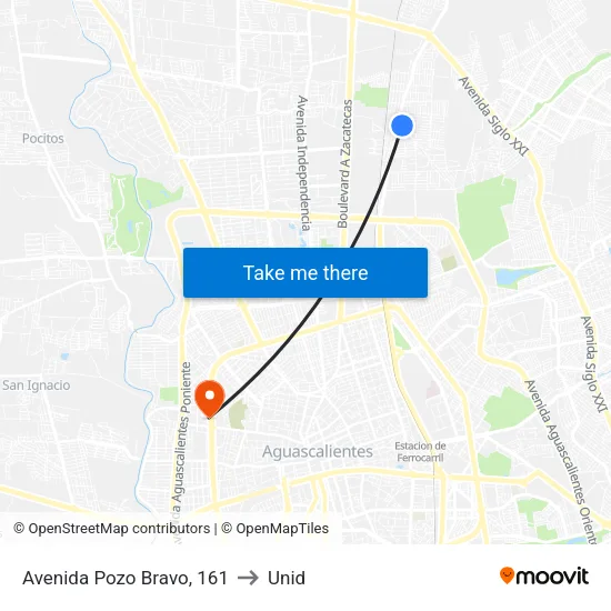 Avenida Pozo Bravo, 161 to Unid map