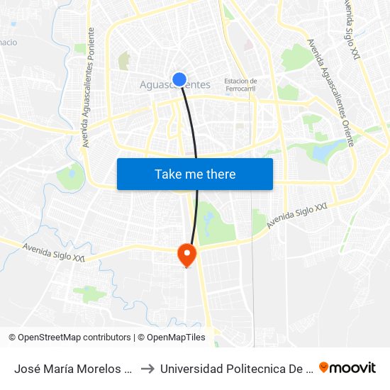 José María Morelos Y Pavón, 301 to Universidad Politecnica De Aguascalientes map