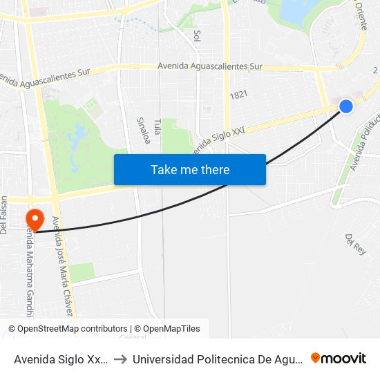 Avenida Siglo Xxi, 1015 to Universidad Politecnica De Aguascalientes map