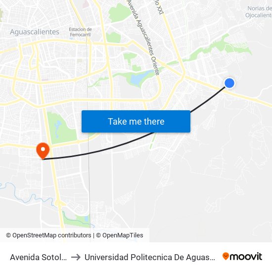 Avenida Sotol 184 to Universidad Politecnica De Aguascalientes map
