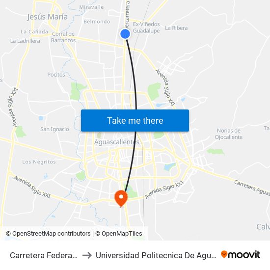 Carretera Federal 45, 81 to Universidad Politecnica De Aguascalientes map