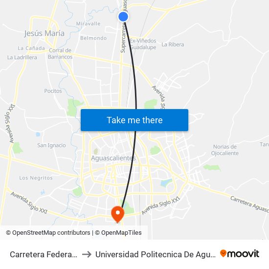 Carretera Federal 45, 13 to Universidad Politecnica De Aguascalientes map