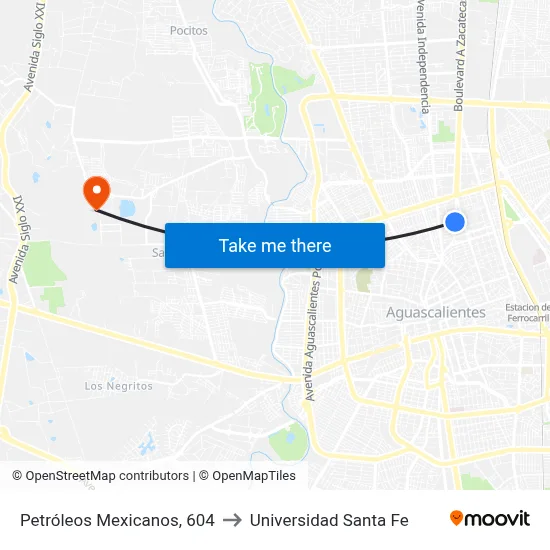 Petróleos Mexicanos, 604 to Universidad Santa Fe map