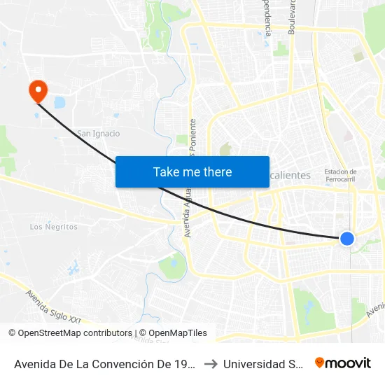 Avenida De La Convención De 1914 Sur, 1237 to Universidad Santa Fe map